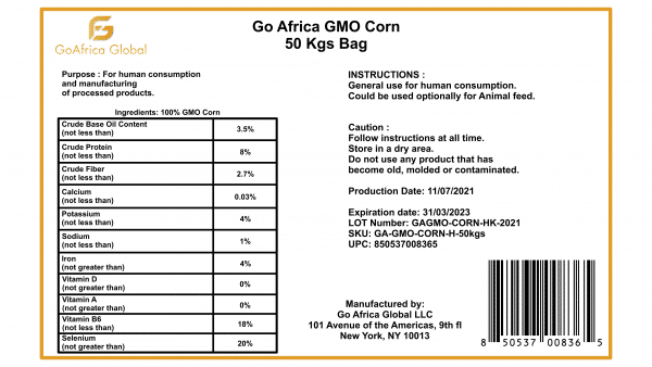 Go Africa® Corn, 50 Kgs Bags (Sold Per MT) Call or email  for Price - Image 2