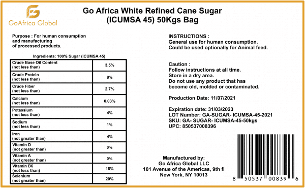 Go Africa® White Refined Cane Sugar (Icumsa 45) 50 kgs bags (White) Sold per MT - Image 9